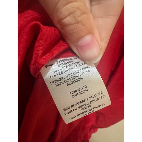 Dhruv Kapoor Sz L Anthropologie Smocked Cerise Dress Red Tiered Long - Nice! - Picture 8 of 8